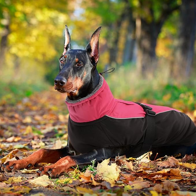 IDOMIK Dog Winter Coat, Reflective Waterproof Dog Jacket for Cold Weather, Warm Pet Coats for Small Medium Large Dogs, High Collar Doggy Fleece Snow Jacket, Winter Vest with Adjustable Buckle,XL