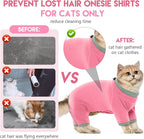 Sticky Cat Clothes Stretchy, Sphynx Hairless Sweater & Pajamas for Cats only, Soft Cat Onesie for Cats After Surgery Female Male & Hair Loss Prevention, Pink M
