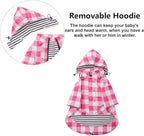 Dog rain Coat Waterproof Raincoat Puppy Jacket with Legs Buttons Zipper Hood Drawstring Fit for Yorkie Terrier Schnauzer Poodle Border Collie Labrador Golden Retriever 8lbs to 80lbs Pink XXL