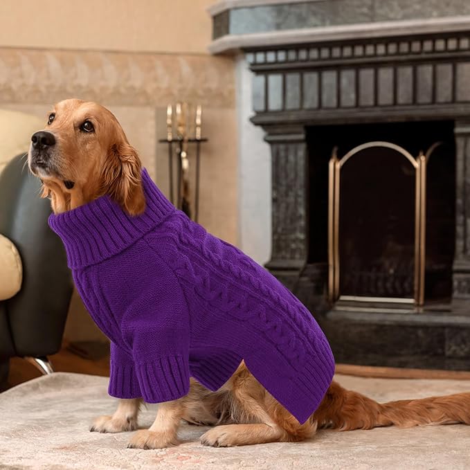ASENKU Knitted Dog Sweater, Pullover Big Thermal Dog Winter Sweater, Turtleneck Doggy Sweaters for Large Medium Dogs Boy Girl,Warm Pet Sweatshirt for Labrador,Golden Retriever,3XL