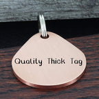 Ultra Joys Cat ID Tag Personalized Pet Tags, Durable Stainless Steel Small Pet Mini Dog Cat Tag Lightweight -Teardrop Tag in Rose Gold