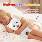 White Leash Walking Cat Set Interactive Talking Cat Singing Dancing Kitten Mimicking Repeat What You Say Kitty Touch and Voice Control Nodding Wagging Tail Plush Electric Kitty for Kid Gril