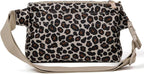 Dog Walk & Train Sling Bag - Hands-Free 2-in-1 Treat Pouch, Poop Bag Holder, Clicker, Phone Pocket - Crossbody/Fanny Pack, Adjustable Strap - Leopard