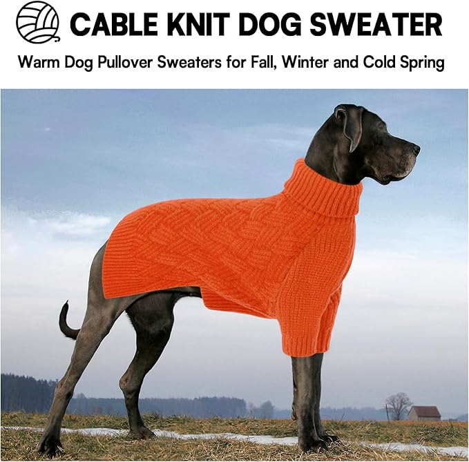 KOESON XS Dog Sweater Girl and Boy, Warm Extra Small Dog Sweater, Thick Halloween Dog Sweaters, Turtleneck Sweaters for Chihuahua, Yorkie, Puppy Winter and Fall Knitwear with Sleeves, Orange, XSmall