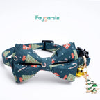 2 Pack Cotton Christmas Cats Collar with Bow Tie Red Green Cat Collars for Girl Female Boy Male Cat Collar with Bell Gingerbread Man Christmas Trees Charms