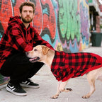 KOOLTAIL Plaid Dog Hoodie Pet Clothes Sweater with Hat and Pocket for Small Medium Large Size Dogs, Soft Winter Warm Dog Cold Weather Coat, Fleece Fall Dog Hooded Sweatshirt for Puppy Cats, Red XXL