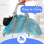 Cinf Cat Bathing Bag(Free Muzzle) Breathable Mesh Anti Scratch Adjustable Cat Grooming Bag for Nail Trimming, Bathing Soft Cat Washing Bag(Light Blue) M