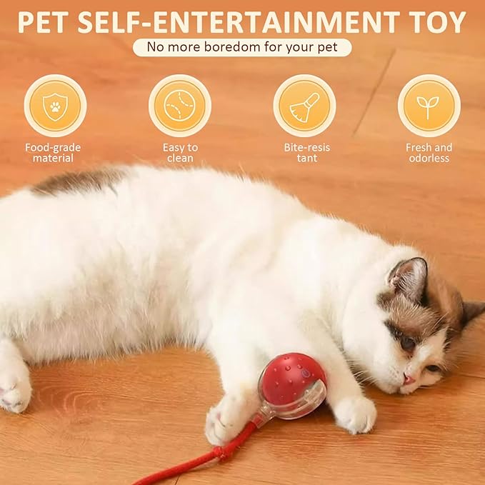 Dog Toy, 360° Rolling Interactive Ball Cat Toy with Realistic Bird Chirping Sounds, Fast Moving Balls Toys for Pets | Automatic Obstacle Avoidance, Rechargeable, Tough (Red+Blue)