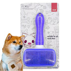 Pet Grooming Brush for Cats & Dogs, Self-Cleaning Undercoat Deshedding & Massage Tool, Purple