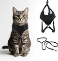 A1HC Escape Proof Cat Harness and Leash - Soft Adjustable Vest, Comfortable Mesh and Long Strips with Air Tag Pocket, Easy Control, Safe Walking Harness for Cats & Kittens - Black (Small)