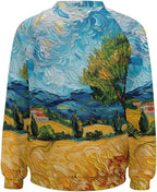 Long Sleeve Shirts for Women Cat Oil Painting Shirt 3D Graphic Sweatshirts Fall Pullover Crewneck Vintage Boho Tops