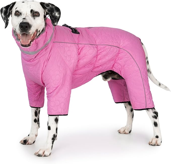 Four Legged Dog Winter Coat for Small Dogs, Warm Puppy Onesie Clothes Christmas, Reflective Turtleneck Dog Jacket with Buckles & D-Rings, Puffer Cold Weather Coat Zipper