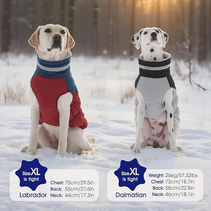 FUAMEY Dog Coat for Small Dogs,Waterproof Dog Winter Jacket with Harness Built in Puppy Cold Weather Coats Reflective Pet Vest with Zipper Warm Fleece Dogs Snowsuit Windproof Dark Blue S