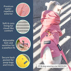DJANGO Highland Dog Jacket & Raincoat – Water-Repellent, Lined Dog Coat with Hood, Adjustable Fit & Harness Hole – Lightweight Rain & Wind Jacket for Small & Medium Dogs up to 30 lbs (Pink, X-Small)