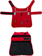 Joyride Harness FrostFlex Dog Winter Jacket - Fleece Lined & Water-Resistant - Snowsuit with Pockets for Treats & Poop Bags - Durable Cold Weather Dog Coat - Red Rush-L