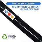 Pawtitas 6 FT Recycled Dog Leash With Reflective Stitched Thread - Small, Made From Plastic Bottles Collected From Oceans - Black