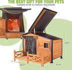 GUTINNEEN Heated Dog House Outdoor Dog Kennel with Safe Heated Pad, Chew-Proof Metal Frame and Rotating Food Bowl for Small to Medium Dogs, 44.6" L x 41.1" W x 32.9“H (Brown)