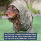 DJANGO Highland Dog Jacket & Raincoat – Water-Repellent, Lined Dog Coat with Hood, Adjustable Fit & Harness Hole – Lightweight Rain & Wind Jacket for Small & Medium Dogs up to 30 lbs (Blue, Medium)