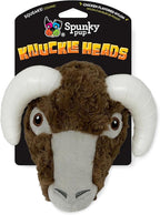 Spunky pup Knucklehead Durable Dog Toy - 2-in-1 Plush & Chew Toy for Aggressive Chewers, Chicken-Flavored Dental Chew, Durable Double-Stitched Squeaker- Ram