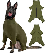 OneTigris Dog Pajamas - Breathable Modal Stretch Dog Clothes, Four-Legged Cold Weather Clothes, Anti-Shedding Suit Onesie with Back Locking Zipper and Adjustable Chest Drawcord