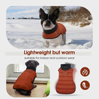IDOMIK Dog Winter Coat, Warm Waterproof Dog Puffer Jacket with Harness Hole, Adjustable Reflective Snow Jacket Vest with Turtleneck, Pet Cold Weather Coats for Large Dogs,Caramel,L
