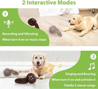 PETGEEK Interactive Squeaky Dog Toy, Automatic Moving Vibrating Dog Balls with Plush Cover, Rechargeable Perro Juguetes with Recording and Music Mode, Crinkle Pet Plush Toy for Boredom, Brown