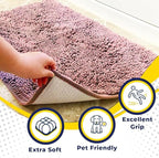 Muddy Mat® AS-SEEN-ON-TV Highly Absorbent Microfiber Door Mat and Pet Rug, Non Slip Thick Washable Area and Bath Mat Soft Chenille for Kitchen Bedroom Indoor and Outdoor - Light Pink 24" x 96"
