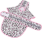 HDE Dog Raincoat Jacket Reflective Adjustable Hooded Pet Poncho Rain Coat with Leash Hole for Small to X-Large Dogs Leopard Hearts - XL