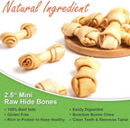 MON2SUN Dog Rawhide Knot Bones Small Rawhide Bones Mini Chews Chicken Flavour 2.5 Inch 100 Count for Puppy and Small Dogs