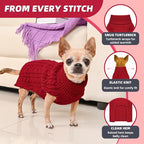 2 Pack Dog Sweaters for Small Dogs Turtleneck Pullover Cable Knit Puppy Stretch Clothes Chihuahua Yorkie Pomeranian Toy Poodle Boy Girl Pets Winter Doggie Clothes (XS, Red & Green)