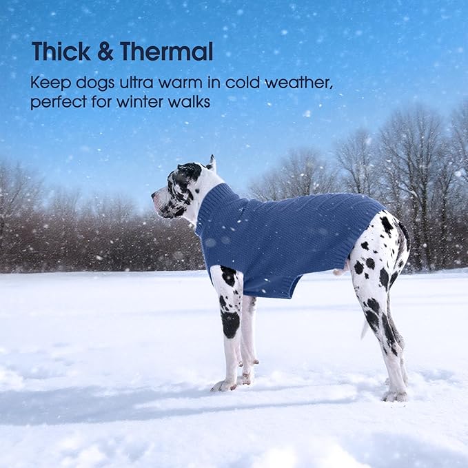 IECOii Dog Sweater,Dog Sweaters for Medium Dogs Girl and Boy,Thermal Knitted Dog Christmas Sweater for Cold Weather,Small Medium Dog Sweaters for Christmas Outfits,Pug,Dachshund Sweaters,Blue-M