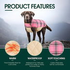 Kuoser Waterproof Dog Coat, Reversible Dog Jacket for Medium Dogs, Adjustable Durable Doggie Winter Coat Warm Puppy Cold Weather Apparel from Small to Large Breed, Pink M