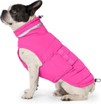 Dog Coat, Waterproof Winter Jacket, Warm Windproof Jacket, Reflective Adjustable Turtleneck Coats for Small Dogs with Hook & Loop - Pink - S