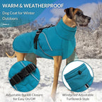 Queenmore Medium Dog Coat, Winter Dog Jacket, Waterproof Puffy Dog Snowsuit, Adjustable Reflective Fleece Lining Warm Padding Parka for Cold Weather, Blue M