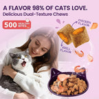 Cat Multivitamin with Fish Oil, 500 Crunchy & Creamy Chews - 10 In 1 Vitamins Supports Energy, Bone, Joint, Skin & Coat Health - with Omega 3s, Taurine, Biotin for Cat All Breeds & Ages - Krill Flavor