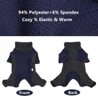 Dog Coat, Warm Fleece Jacket, Windproof Pullover Jumpsuit, Fullbody Pajamas Onesie, Cold Weather Clothes for Medium Large Dog (XSmall, Blue)