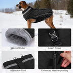 Dog Coat, Warm Dog Winter Coat for Large Dogs, Waterproof Jacket with Harness Built in, Reflective Turtleneck Cold Weather Coats with Zipper,Pet Fleece Vest Snow Jacket, Black XL