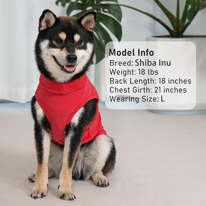 KYEESE 2Pack Dog Sweater Warm Lightweight Dogs Clothes Stretchy Dog Outfit for Small Dogs Boy Girl Soft Pets Fleece Sweater Turtleneck Pet Coat Comfy Sleeveless Doggie Sweatshi Red,XL