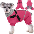BRKURLEG Dog Winter Coat with Harness Built in, Winter Dog Jacket for Small and Medium Dogs, Small Dogs Snowsuit Reflective Windproof Cold Weather Coat, Puppy Warm Fleece Coats, Hot Pink, M
