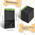 Ireer 5000 Pcs 50 Counts 5000 Pcs Header Bag Bulk Dog Pet Waste Bags Poop Easy Single Pull for Poop Dog Waste Station Fit Hang Hole Dispenser Home Outdoor (Black)
