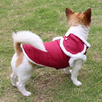 Shawl Design Fleece Lined Warm Dog Jacket for Puppy Winter Cold Weather,Soft Windproof Small Dog Coat,Red S
