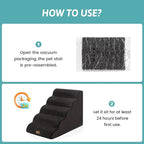 Extra Wide Dog Stairs 19.7" Width, Large Pet Step for Small Medium Dog, Puppy or Cat, Ramp for High Bed or Car, High Density Foam Ladder, Stable, 5 Step, 19.7x33x22.4 inch, Black