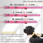 ADITYNA Heavy Duty Reflective Pink Dog Collar with Handle - Wide, Neoprene Padded for Large Female Dogs - Tactical, Durable, Comfortable for Walking, Training, Hiking