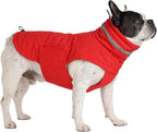 Dog Coat, Waterproof Winter Jacket, Warm Windproof Jacket, Reflective Adjustable Turtleneck Coats for Medium Dogs with Hook & Loop - Red - M