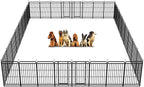 Square Steel Pipe Dog Fence Outdoor 32 Piece Panels 47" Height Anti-Rust Heavy Duty Dog Playpen with Doors Portable for Yard RV Camping, Total 71FT, 406 Sq.ft, Snowy Black