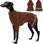 IECOii Girl Dog Sweater Dress - Cable Knit Dog Sweater for Medium Dogs Girl, Caramel,Large - Turtleneck Winter Sweaters with Leash Hole, Soft & Stretchy Adorable Dress for Thanksgiving Christmas Photo