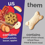 Fruitables Skinny Mini Dog Treats, Healthy Sweet Potato Treat for Dogs, Low Calorie & Delicious, Puppy Training, No Wheat, Corn or Soy, Made in the USA, Bacon and Apple Flavor, 12oz