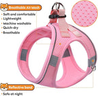 Dog Harness with Leash Set, No-Pull Step-in Reflective Pet Harness with 1 Leash Clips, Adjustable Soft Padded Easy Walk Dog Vest for Small Medium Large Dogs, Cats(Light Pink, Large)