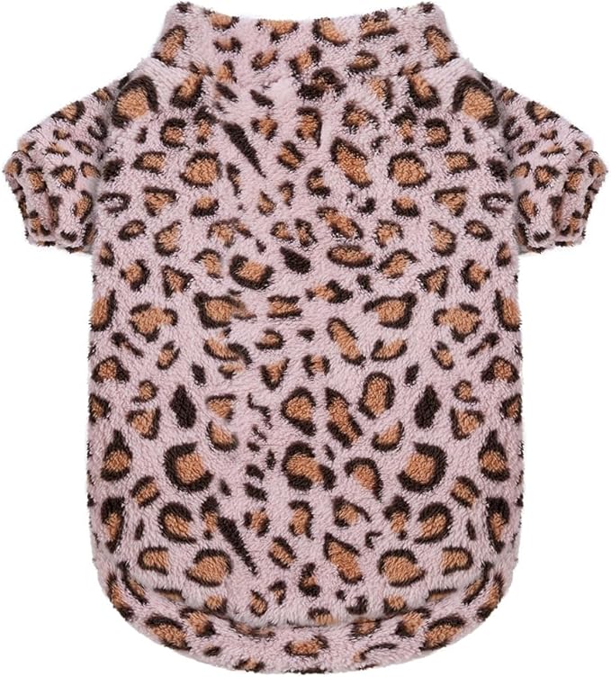 GreenJoy Leopard Print Dog Sweater – Stretchy Fleece Dog Turtleneck Sweatshirt for Puppies & Cats, Soft & Warm Pet Winter Clothes for Small, Medium & Large Dogs (Pink, Large/X-Large)