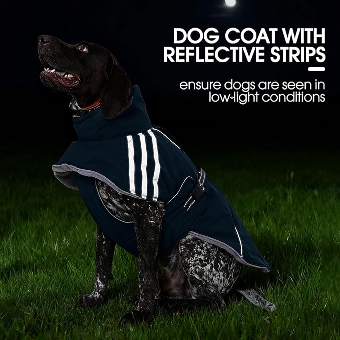 FUAMEY Dog Cold Weather Coats,Dog Winter Jackets for Large Dogs Warm Dogs Coat with Reflective Strips Waterproof Pet Snowsuit Thick Paded Pets Vest for Beagle Corgi Blue L